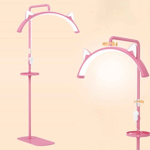 Lash Lamp for Eyelash Tech, Dimmable 3 Color Half Moon Lamp with Adjustable Height, Esthetician Light with Phone Stand for Eyelash Extensions Skincare Tattoo Spa Nail