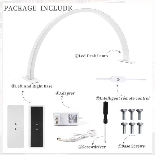 YINGJEE Half Moon Light Nail Lamp for Desk, Lash Light Led Nail Tech Lamp with Adjustable Brightness, Desk Lamp for Lash Eyelash Extension, Tattoo, Skincare, Eyebrows