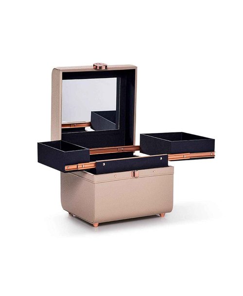 Caboodles Life & Style Small Train Case, Makeup Cosmetic Case Organizer Small Train Case,Cream White