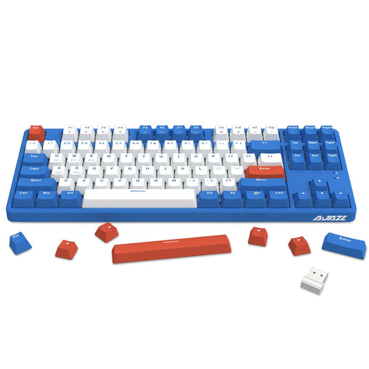 A.JAZZ Wireless Mechanical Keyboard, 87 Keys TKL Hot Swappable Bluetooth Gaming Keyboard, Dual Mode BT5.0/2.4G with Detachable Frame, USB Hub OEM Keycaps Custom Keyboard for PC MAC PS4(Red Switch)