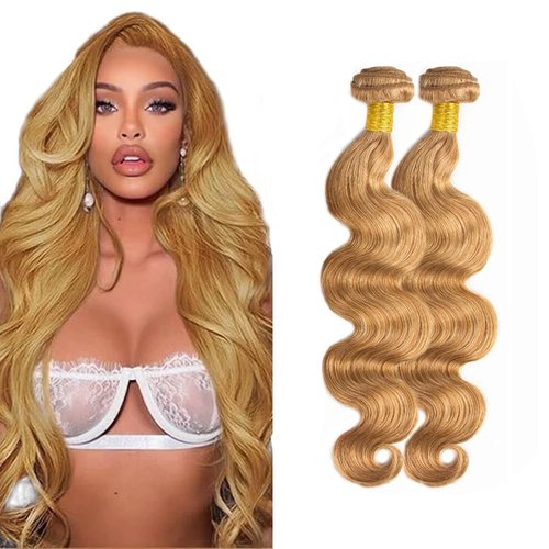 30 30 Inch Honey Blonde Bundles Human Hair Color 27 Body Wave Bundles 8A Peruvian Virgin Remy Double Weft Real 27 Blonde Body Wave Bundle Hair Weave 200g