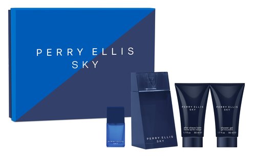 Perry Ellis Sky 4-Piece Men's Gift Set - 3.4 oz eau de toilette, 1.7 oz aftershave, 1.7 oz shower gel, .25 oz EDT mini travel spray