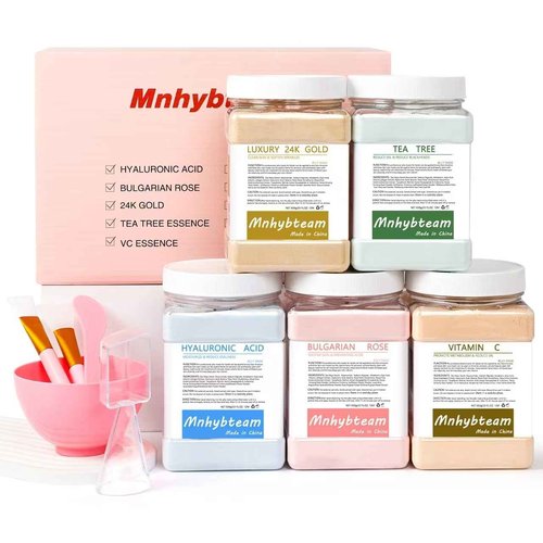 Jelly Masks For Facials Professional, hydrojelly Mask SkinCare Spa Face Mask Gel Powder Hydrating & Deeply Purifying hydrojelly Mask Spa Set, (Hyaluronic Acid, Bulgarian Rose, 24K, Tea Tree, VC)