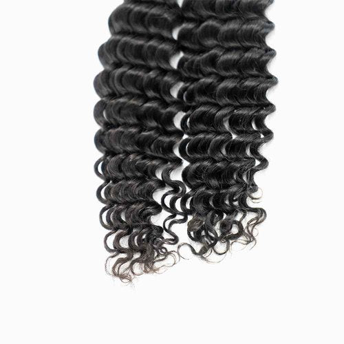 TIJRLGVBN Bulk Human Hair Deep Curly 3 Bundles (150g) - Boho Knotless & Box Braids 22"24"26" Natural Black