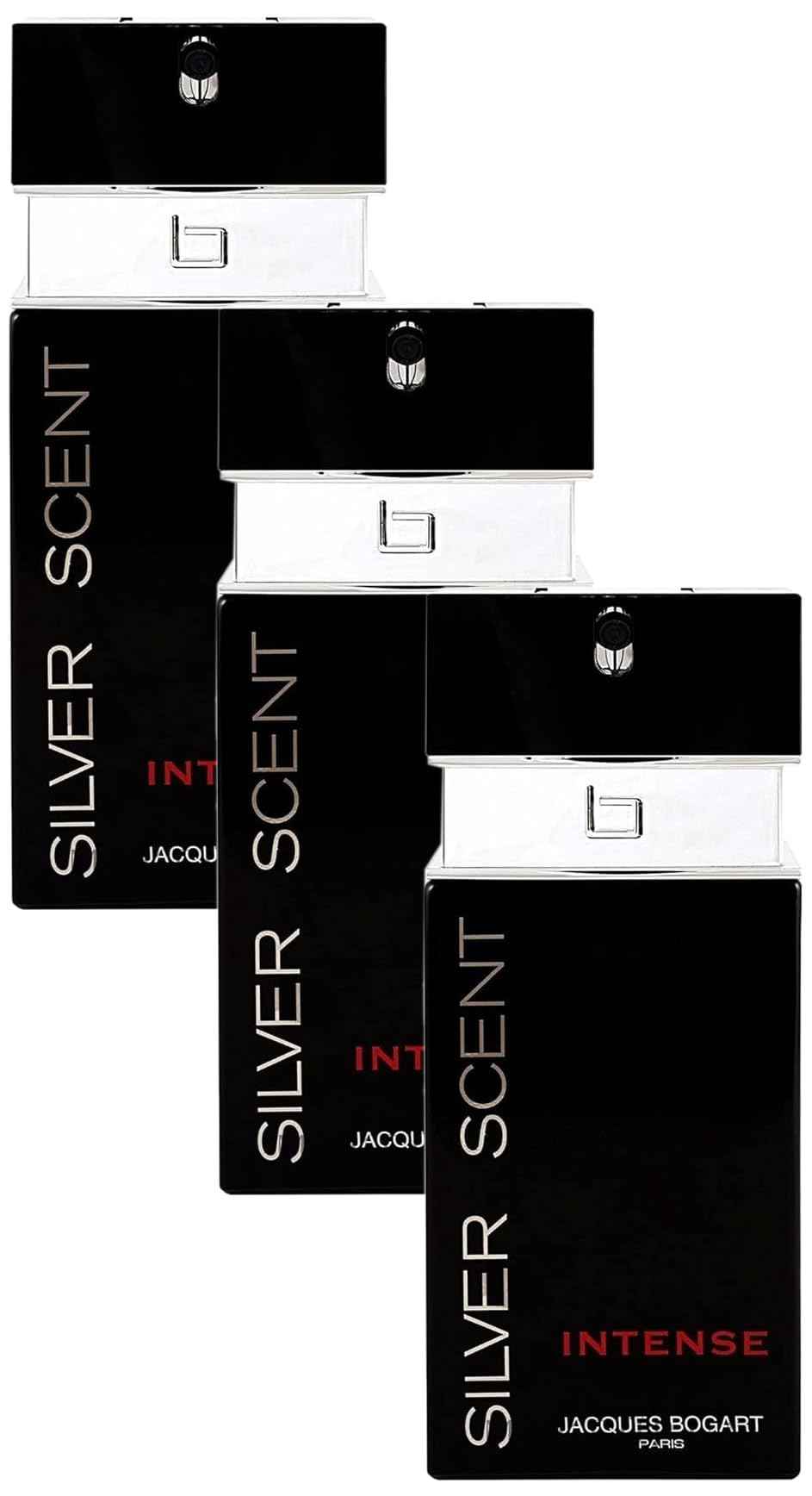 Jacques Bogart Silver Scent Intense Men Eau De Toilette Spray, 3.33 Ounce (Pack of 3)