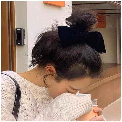 Velvet Scrunchies with Bow and Rubber Bands - Hair Ties, Ponytail Holders, and Hair Accessories for Girls and Women