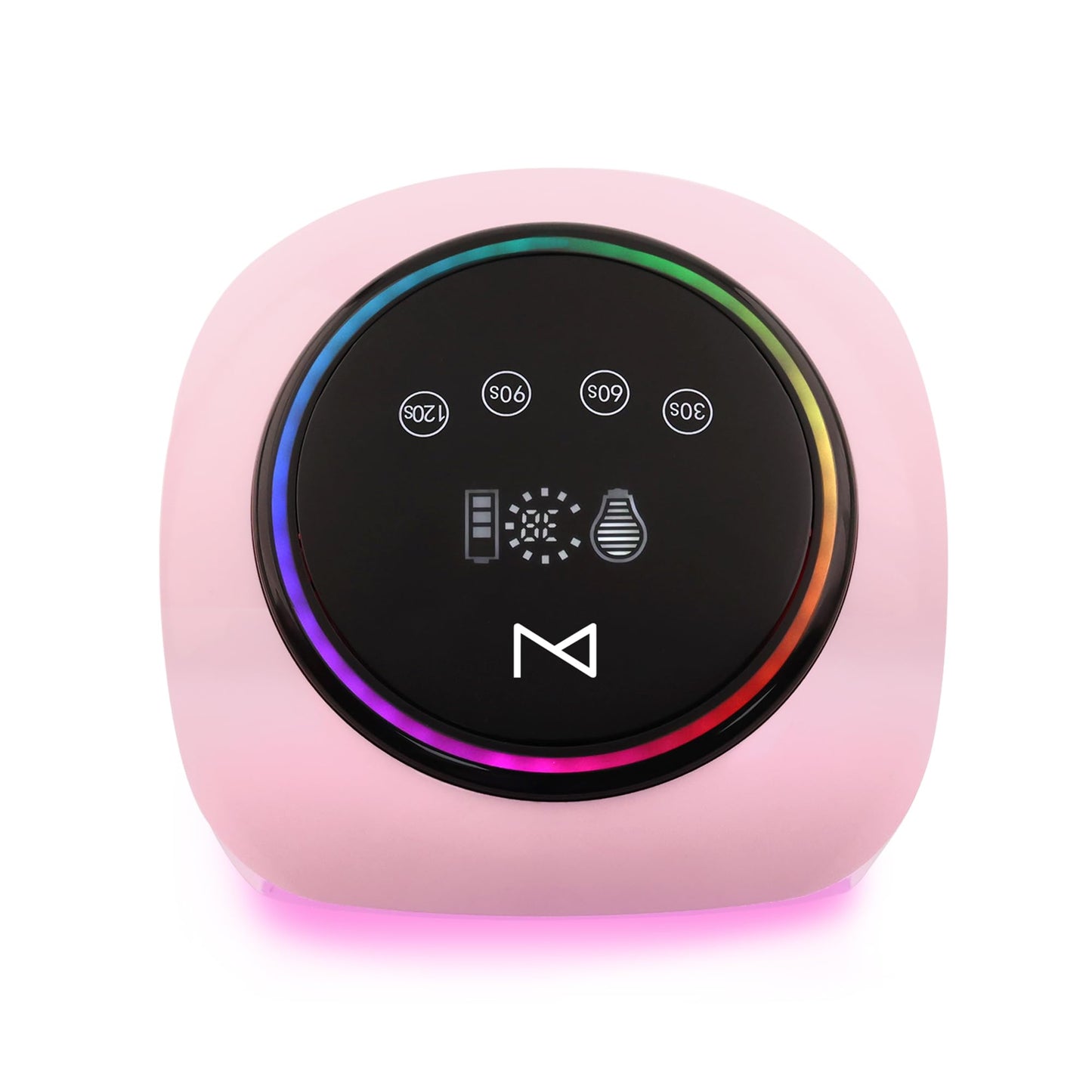 M - HaloLite LED Nail Curing Lamp 98W, 32 LEDs, Wireless Rechargeable with 5200mAh Battery, Fast UV/LED Gel Nail Dryer for Salon & Home Use, Long-Lasting, Portable, Cordless Design (Pink)