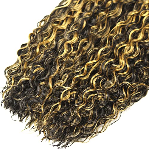 P1B27 Highlight Blonde Human Hair Bundles Honey Blonde Kinky Curly 3 Bundles 14 16 18 inch Vinmdonm 2 Tone Black and Blonde Highlight Bundle
