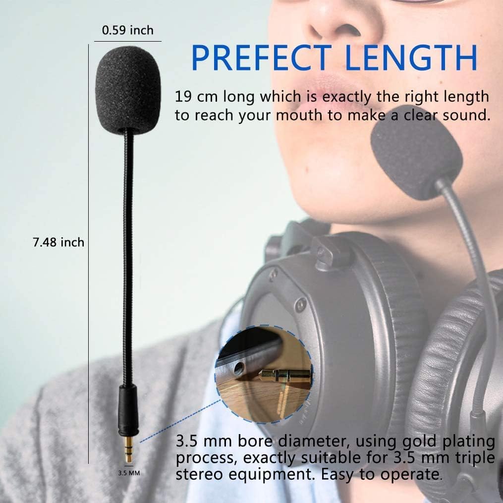 AKKE Mic Replacement 3.5mm Detachable Game Microphone Boom Compatible with PDP Afterglow AG6 Ear Force Xbox One Stealth 400 420x 450 500p 520 Recon 50x 50p 50 60p 150 Gaming Headset (2 PCS)