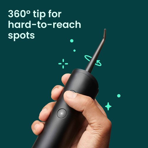 quip Water Flosser with Replacement Tip - Cordless Water Flosser with Adjustable Pressure - Teeth Cleaner Pick with 360 Degree Rotating Replaceable Tip, Rechargeable Water Dental Pick - All-Black