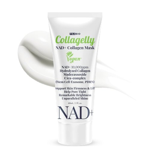TSJ Bio NAD+ Collagelly Vegan Collagen Mask – 2.1 fl. Oz with 10,000ppm NAD+, NMN, Exosome Complex - Korean Skin Care | Super Peel-Off Face for Blackheads, Pores, Lifting, Exfoliating