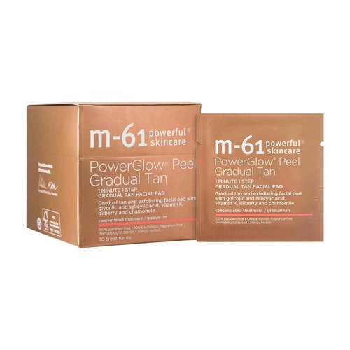 m-61 PowerGlow Peel Gradual Tan | 1-Minute, 1-Step Exfoliating Facial Peel To Build A Streak-Free Radiant Glow. With Glycolic and Salicylic Acid. Dermatologist & Allergy Tested - 30 Treatments