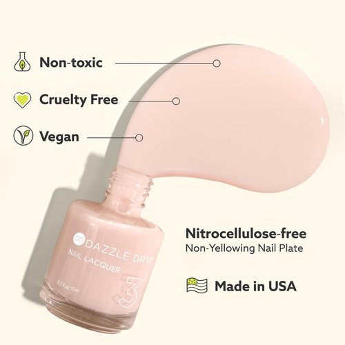 Dazzle Dry Full System Kit - Livin' La Vida Yoga - A soft and pale creamy pink with a hint of diamond dusted shimmer. Semi-sheer cream. (0.5 fl oz)