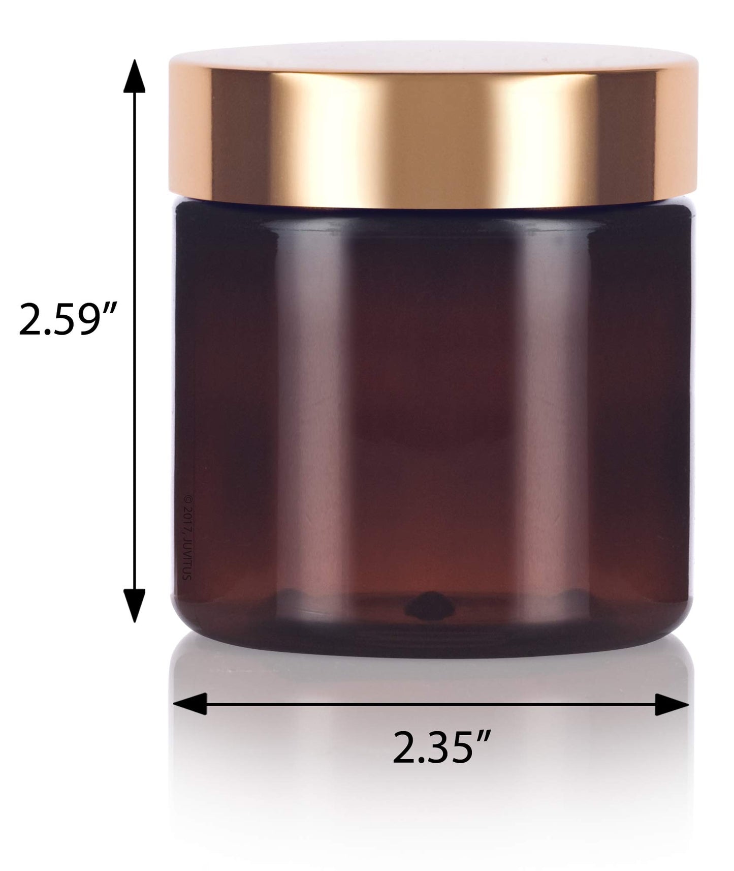 (24 pack) 4 oz Amber PET Plastic Jar with Gold Metal Overshell Lid