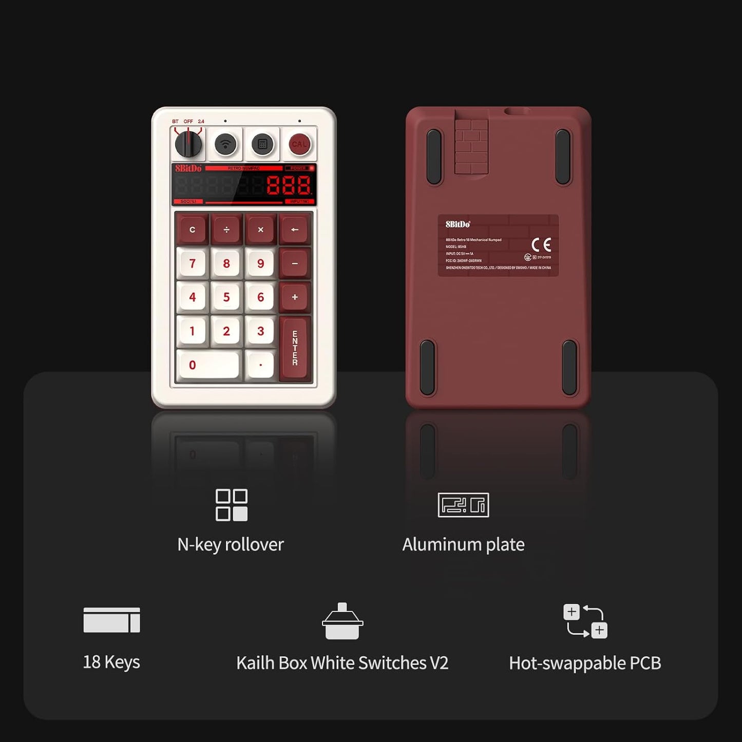AKNES 8BitDo Retro 108 Mechanical Keyboard, Hot Swappable Gaming Keyboard with 108 Keys, Integrated Numpad, Dual Super Buttons, Bluetooth/2.4G/USB-C for Windows & Android - Fami Edition