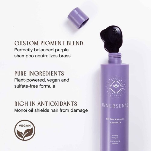 INNERSENSE Organic Beauty - Natural Bright Balance Purple Toning Hairbath | Non-Toxic, Cruelty-Free Haircare (32 fl oz | 946 ml)