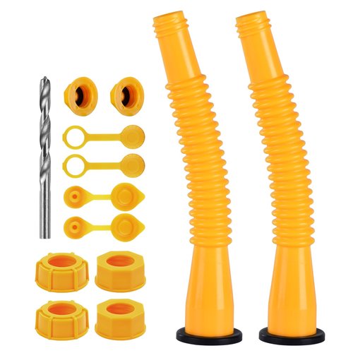 Gas Can Spout Replacement Kit, Gas Can Nozzle Replacement (2 Kit-Yellow) All gaskets are installed and ready to use upon receipt. For 1/2/5/10 gallon gas can. Easy and convenient to use