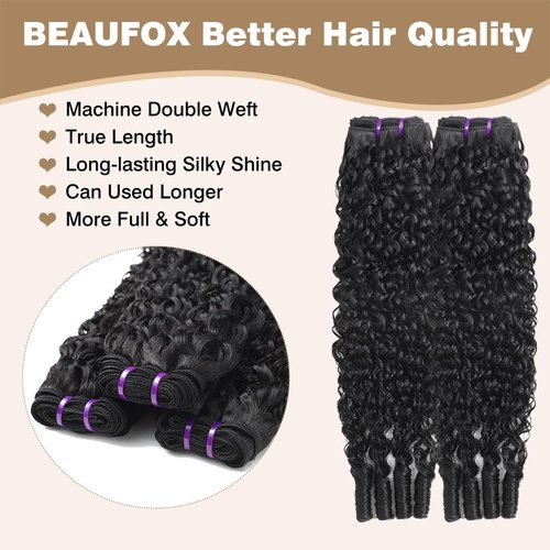Burmese Curly Bundles Human Hair 14 16 18 Inch Water Wave Human Hair 3 Bundles 100% Unprocessed 3C4A Curly Virgin Remy Hair Quick Weave Natural Color for Women