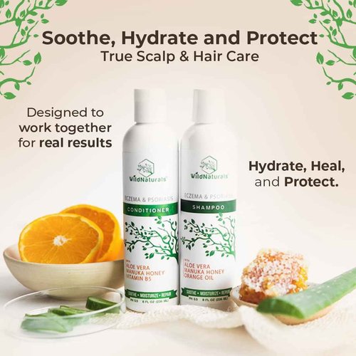 Anti-Dandruff & Seborrheic Dermatitis Treatment Shampoo & Conditioner Set for Men & Women - For Itchy, Dry Scalp and Hair with Psoriasis & Eczema