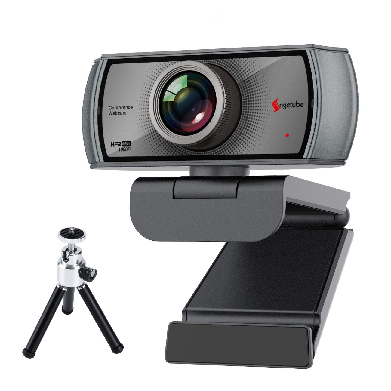 1080P 60FPS Webcam with Microphone, Angetube 920H Pro USB HD Computer Web Camera with Tripod,120 Degree Wide View Angle PC Cam for Streaming Gaming Video Calling Online Teaching Recording Conferencing