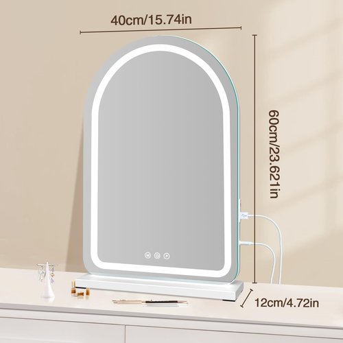 halumao 16" x 23.6" Large Makeup Vanity Mirror with Lights for Dressing Room and Bedroom,3 Color Modes,Memory Function