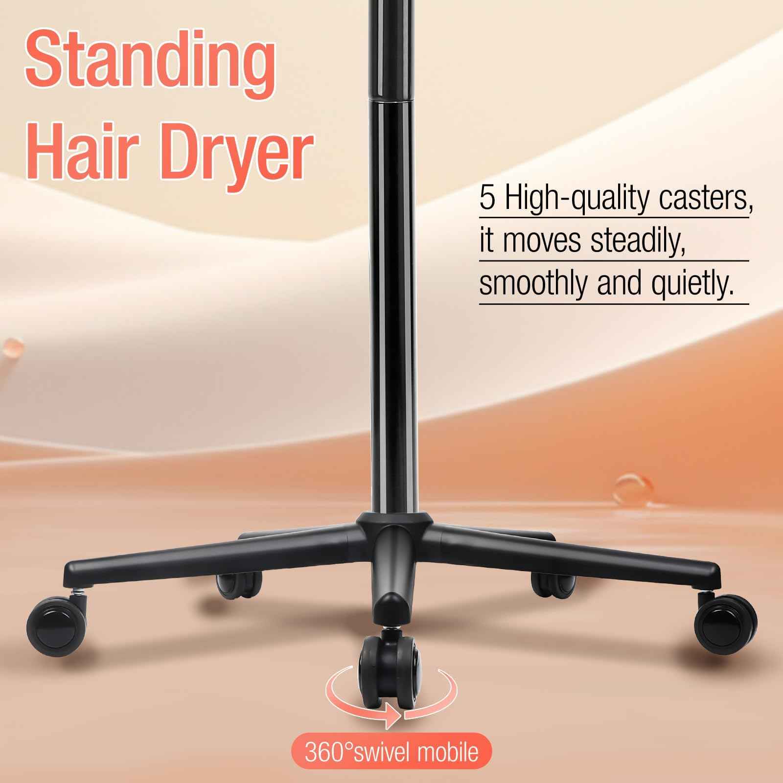 Hooded Hair Dryer, Standing Hair Dryer with 3 Modes and Time Setting, Professional Hooded Dryer with Touch Controls for Home and Salon Use, Pink