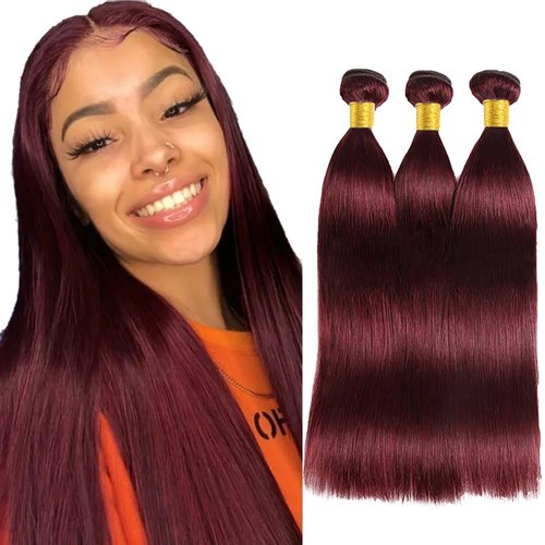 Burgundy Human Hair Bundles 99J Straight Bundles Brazilian Unprocessed Virgin Hair 3 Bundles 18 18 18 Inch Wine Red Straight Human Hair Bundles 99J Burgundy Bundles Hair Weave