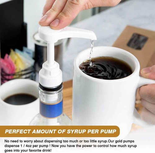 50 Pcs White Coffee Syrup Pump Dispenser, Compatible with 25.4 Oz/750ml Bottles, Great for Home & Coffee Bar Drinking Mixes, Tea, Beverage, Cocktails, Plus Spoons