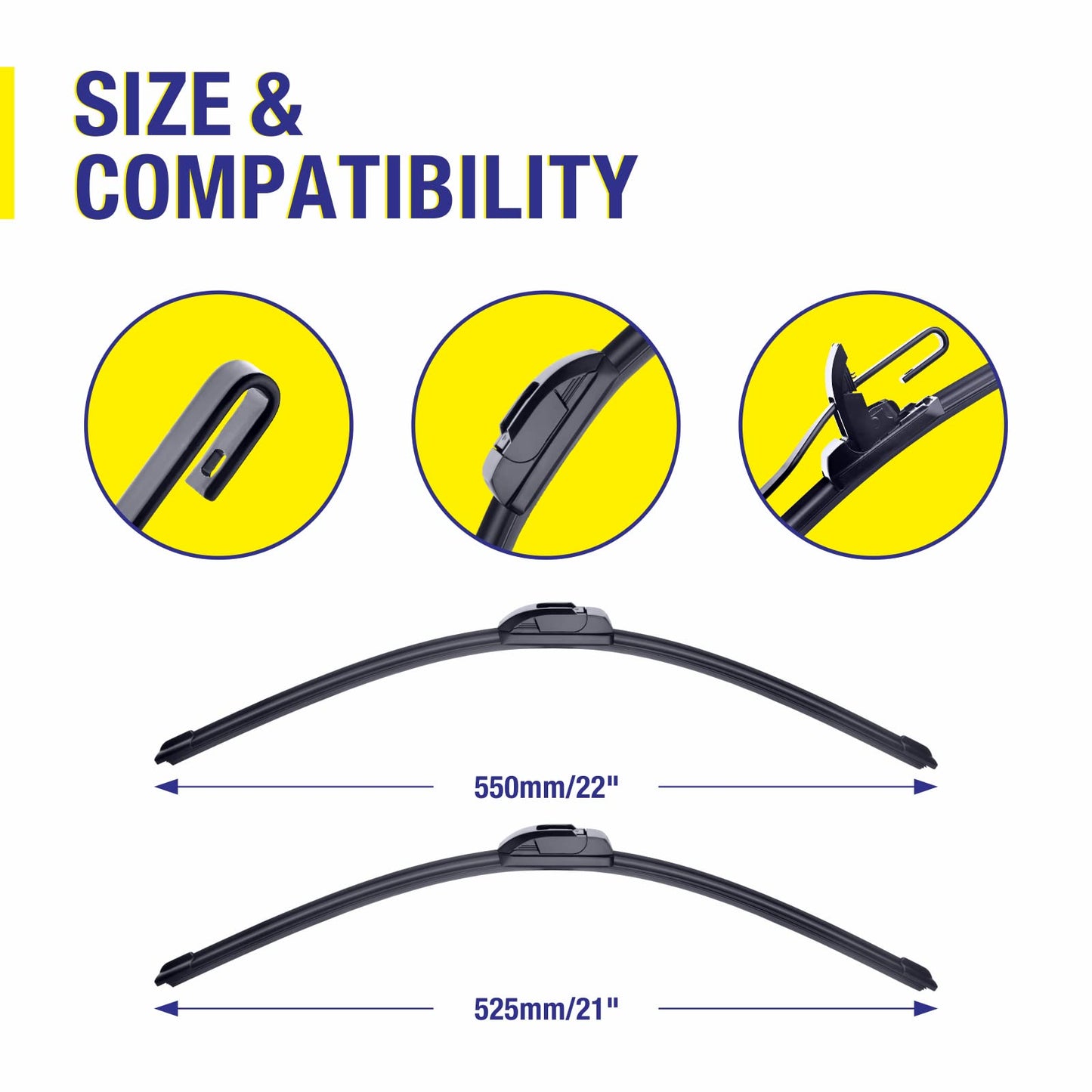 22"+21" Windshield Wiper Blades Replacement For Toyota Tacoma 2014-2005 Solara 2003-2001 /Grand Cherokee 2021-2011 /Honda Pilot 2014-2009 /Dodge Durango 2021-2011 Wiper Blades For My Car