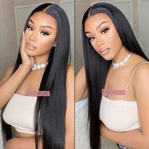 Heberac Black Straight Synthetic Lace Front Wigs13X6 lace are Glueless Pre Plucked Natural Hairline Frontal Lace Wigs Long Lace Front Wigs for Black Women