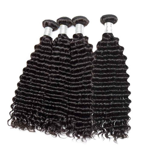 12A Deep Wave Human Hair Bundles 16 18 20 Inch Curly Bundles Human Hair 100% Unprocessed Brazilian Virgin Hair Deep Wave 3 Bundles Double Strong Weft Glossy Hair Bundles Natural Color Soft