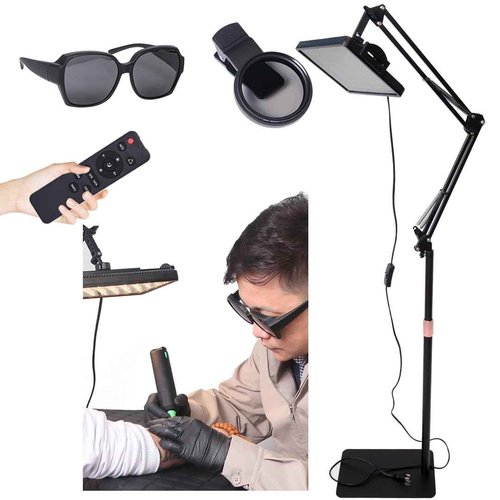 Tattoo Lighting Lamp,288 - Bead LED Polarized Tattoo Working Light Video Photography Lights with Adjustable Stand (47-65in) ，Tattoo Vision Glasses ，CPL Filter Lens &Remote Control for Tattoo Studio