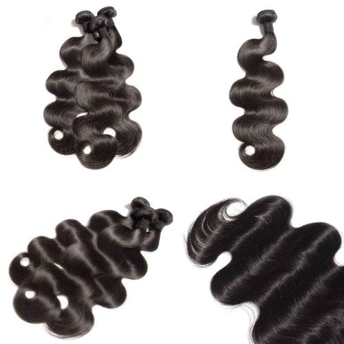 Body Wave Bundles with Frontal (16 18 20 +14 inch) Human Hair Bundles with Lace Frontal 13x4 Brazilian Virgin Hair 12A Grade Body Wave Human Hair 3 Bundles with Frontal 150% Density Natural Color