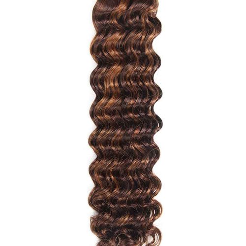 T1BP4/30 Human Hair Bundles Ombre Dark Brown Deep Wave Bundles Light Brown Human Hair 3 Bundles 16 18 20 Inch Unprocessed Brazilian Virgin Human Hair 3 Tone Black and Brown Bundles Double Weft