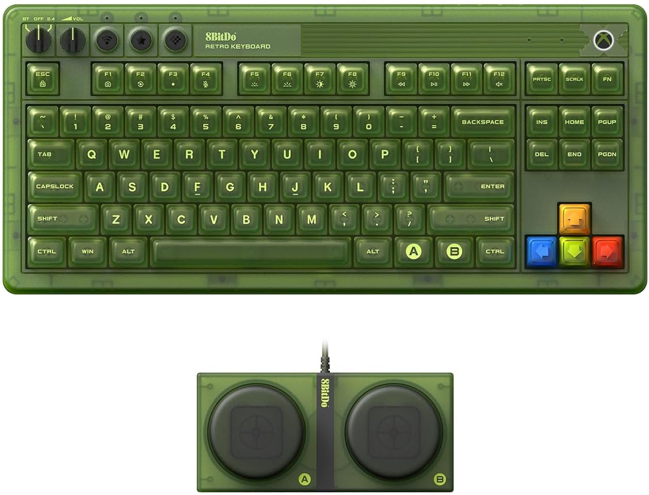 AKNES 8BitDo Retro 108 Mechanical Keyboard, Hot Swappable Gaming Keyboard with 108 Keys, Integrated Numpad, Dual Super Buttons, Bluetooth/2.4G/USB-C for Windows & Android - Fami Edition