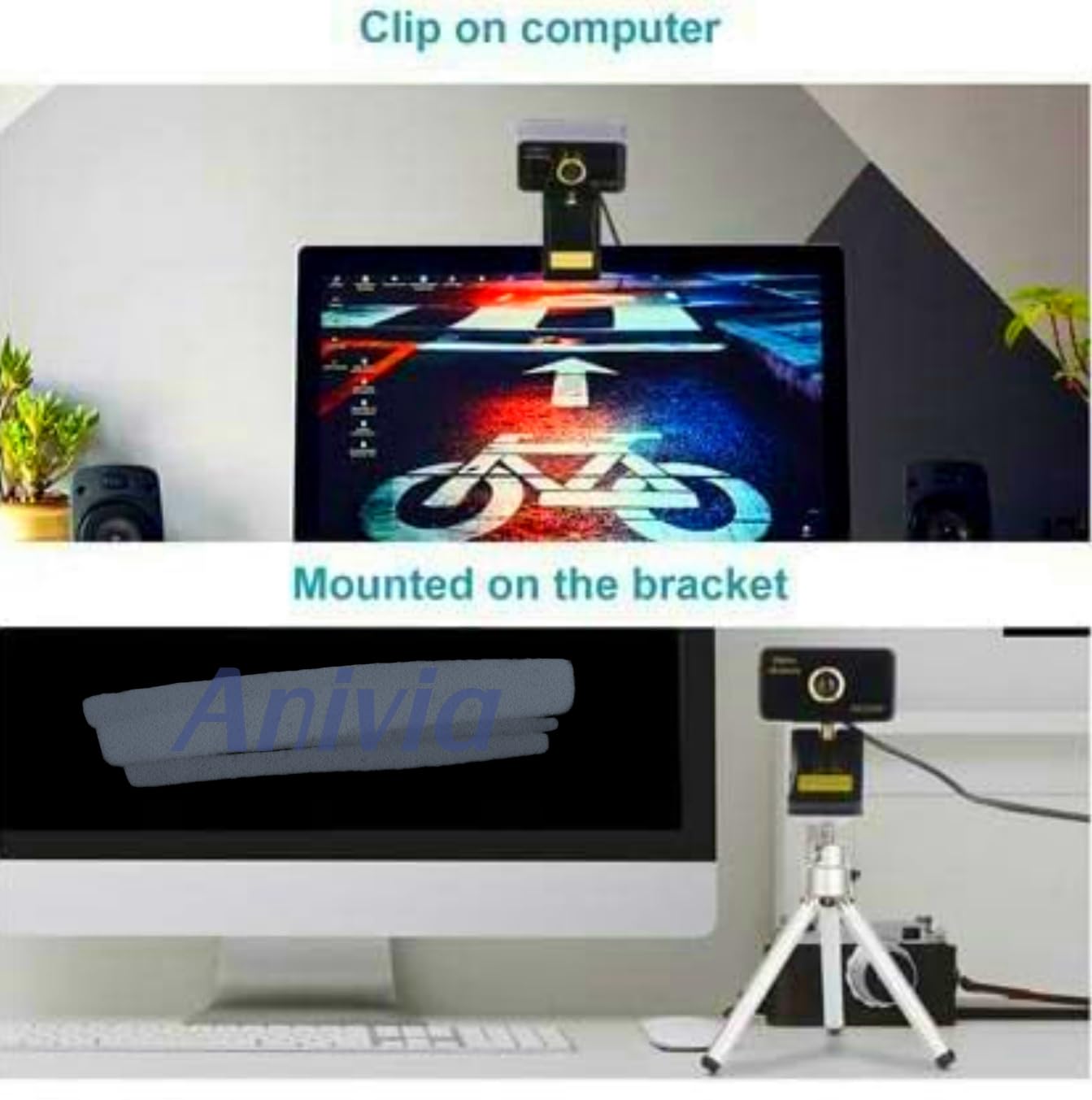 Anivia HD 720P Webcam Low Light Correction, Noise-Reducing Mic, for Skype, FaceTime, Hangouts, WebEx, PC/Mac/Laptop/MacBook/Tablet - Black