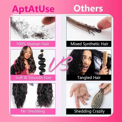 Aptatuse Body Wave Bundles Human Hair 20 22 24 Inch 12A Human Hair Bundles 100% Unprocessed Brazilian Raw Virgin Hair Extensions 3 Bundles Natural Black