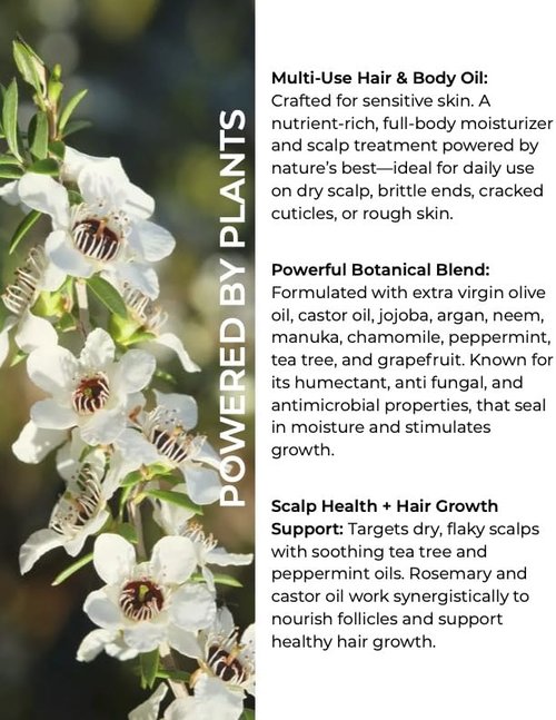 Poppin Oils 10 Outta 10 It's a Win Vegan 3-in-1 Oil Hair, Skin & Nails – Made with Manuka & Chamomile for Sensitive Skin in a 4oz Glass Bottle