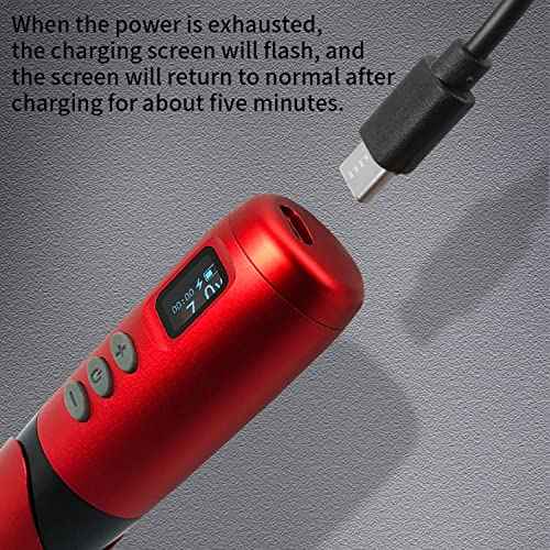 BRONC Magic Wireless Tattoo Machine Rotary Pen Style Supply Coreless Motor 1300 mAh Battery Power (Red)