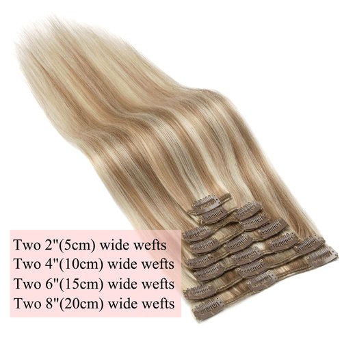MY-LADY Clip in Hair Extensions Real Human Hair Golden Brown & Bleach Blonde 22 Inch 85g Remy Hair 8pcs Weft Balayage Full Head Silky Natural Straight for Women