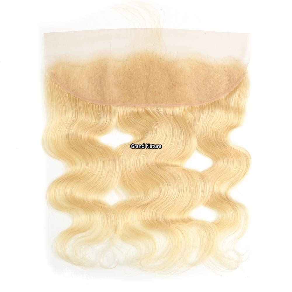 Grand Nature 613 Blonde Lace Frontal Wavy Hair Extension, 14 inches, Sew-In Installation