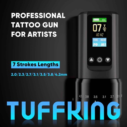 Wireless Tattoo Gun Machine Kit - Professional Rotary Tattoo Pen Set, Complete Beginners Tattoo Supplies with 2Pcs 1,600mAh Batteries, 40Pcs Cartridge Needles for Starter, Artists