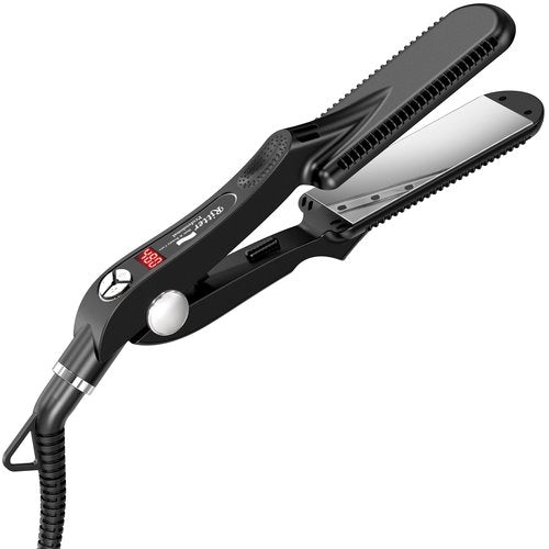 Mirror-Titanium Flat Iron Hair Straightener, 1.75" Wide, Ionic, 260F Up to 480F, 21 Temperature Settings, MCH 85Watt Heaters Keeps Heat with Wet Hair. 110V/220V, Smooth Silky Hair in a Minute. XSZ-10