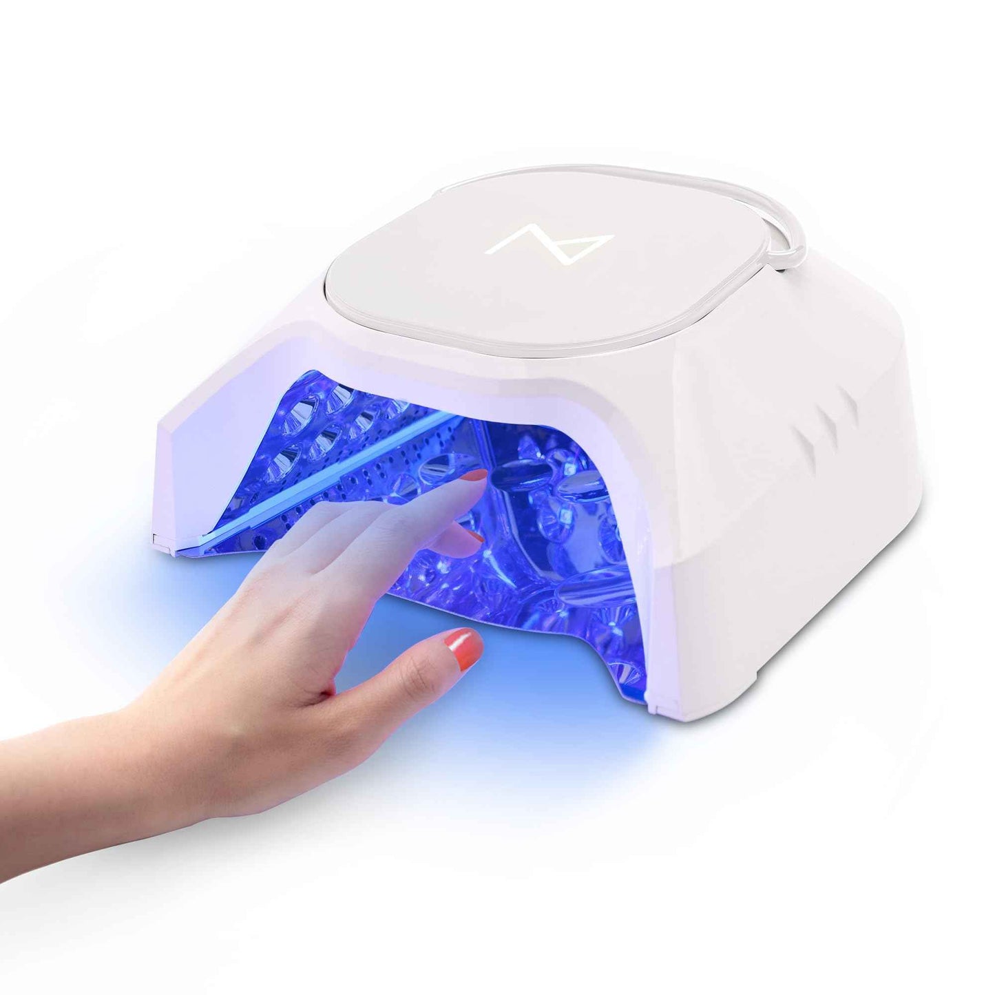 M - GlowPro Professional Hybrid 86W Wireless Rechargeable UV LED Nail Curing Lamp Cordless Nail Dryer for Gel Nails, Manicure, Pedicure (White)
