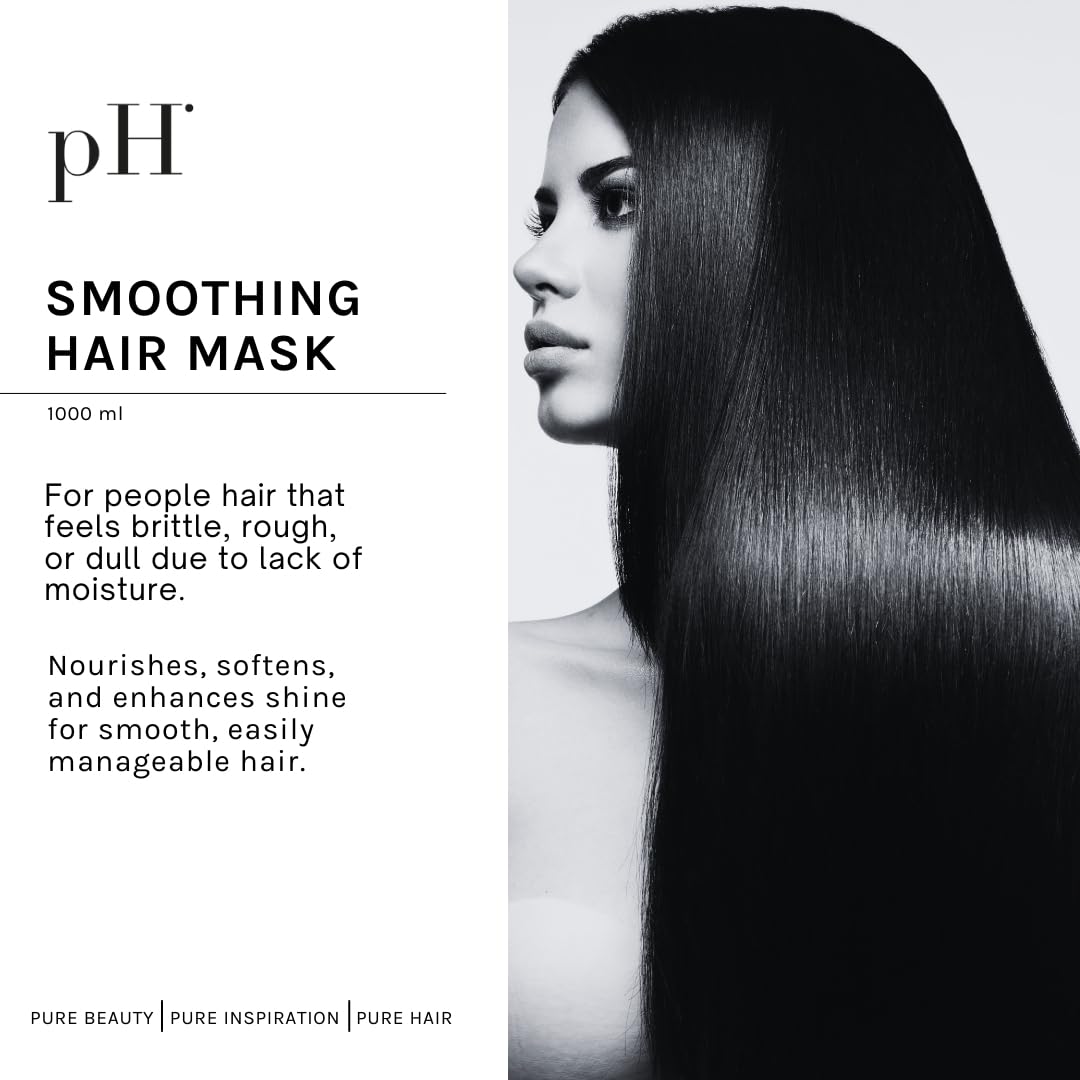 pH PURE HAIR Smooth Perfect Anti-Frizz Hair Mask - Deep Conditioning Hair Mask for Damaged, Dry, Curly & Color-Treated Strands with Monoi Oil & Magnolia Extract - 33.8 oz