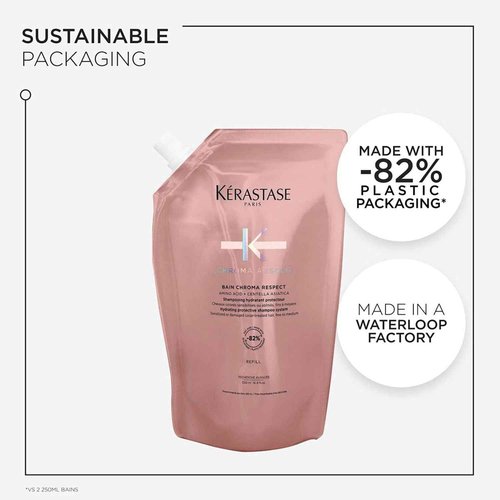 kerastase Chroma Absolute Chroma Respect Shampoo Refill Pouch For Sensitized or Damaged Color-Treated Hair - Protects and Hydrates Fine To Medium Hair with Glycerin and Hyaluronic Acid