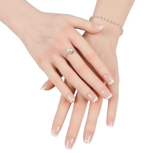 CUAIBB Realistic Female Silicone Hand Mannequin Hand Model Fake Hand with Skeleton for Manicurist Reusable Acrylic Nails Display Jewelry Props - Brown Pair of Hands