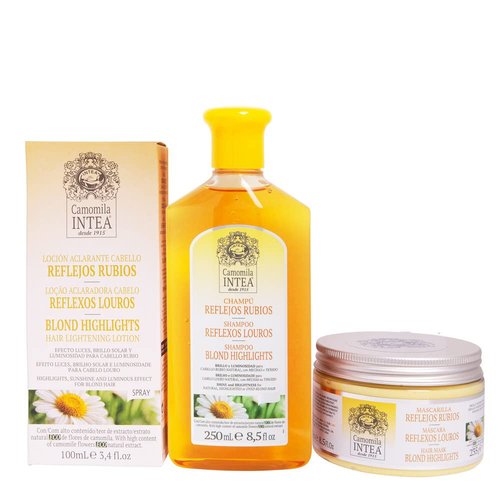 Camomile Intea - Lightening treatment for hair with Blond Reflections - Lightening Lotion 100 ML + Shampoo 250 ML + Mask 250 ML