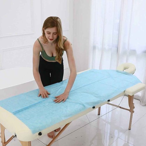MVSUTA 200PCS Blue Disposable Bed Sheets 31" x 71" Massage Table Sheets Non Woven Fabric SPA Bed Cover Breathable for Massage Beauty Tattoos