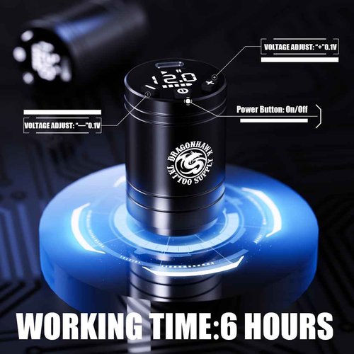 Dragonhawk A2 Wireless Tattoo Pen Kit with 2 Batteries – Adjustable Stroke 2.4-4.2mm, Powerful Mcore-A Motor, Quiet Rotary Tattoo Gun for Lining & Shading